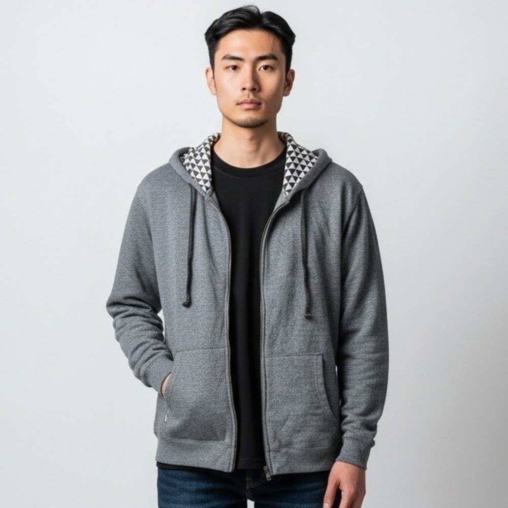 Hoodiebuddie Mens Gray Full Zip Hoodie Built-in Headphones HB3 Tech Large